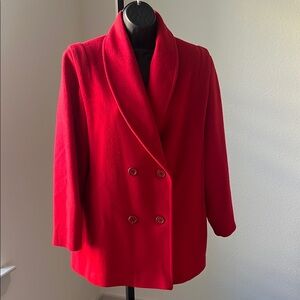 Herman Kay Vintage Red Pea Coat. Preloved